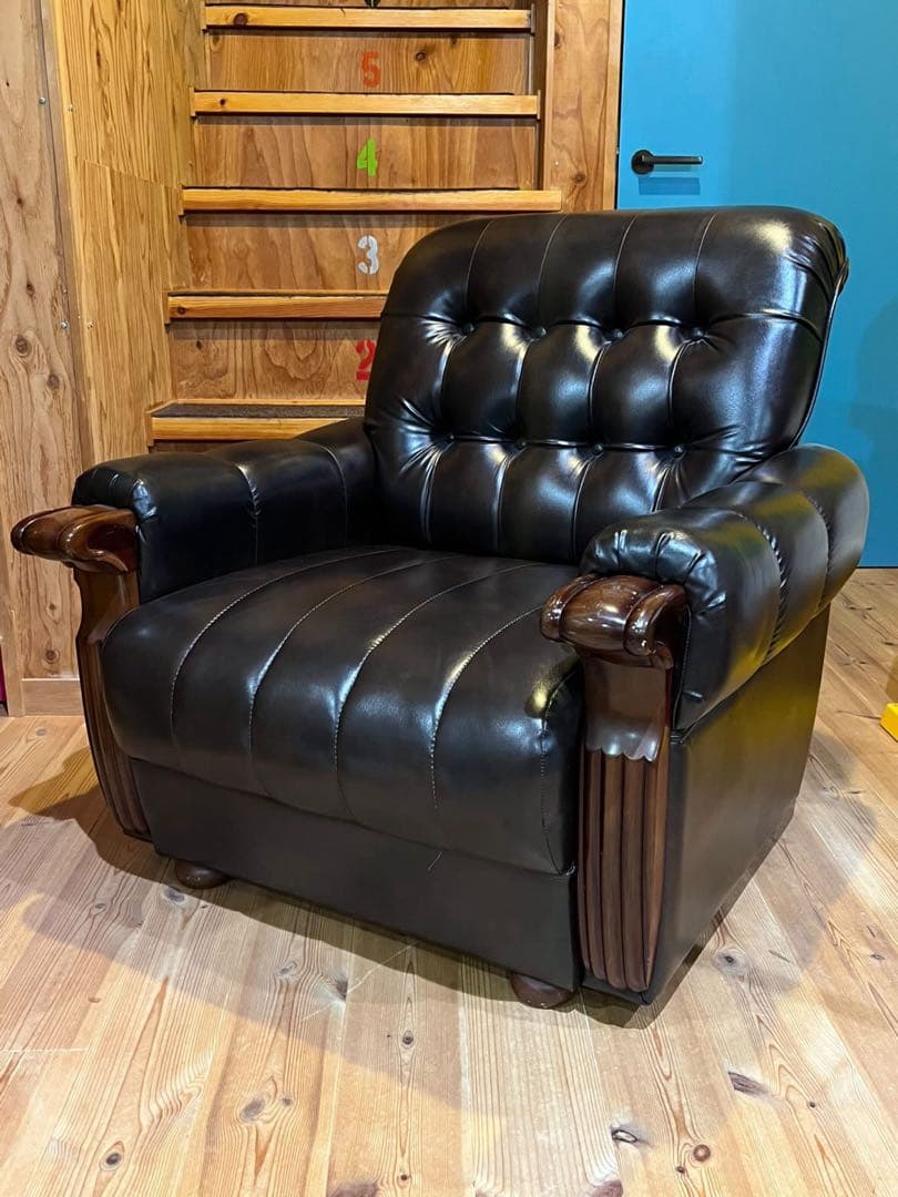 オールドカリモク ヴィンテージソファ ミッドセンチュリー レザー 1脚