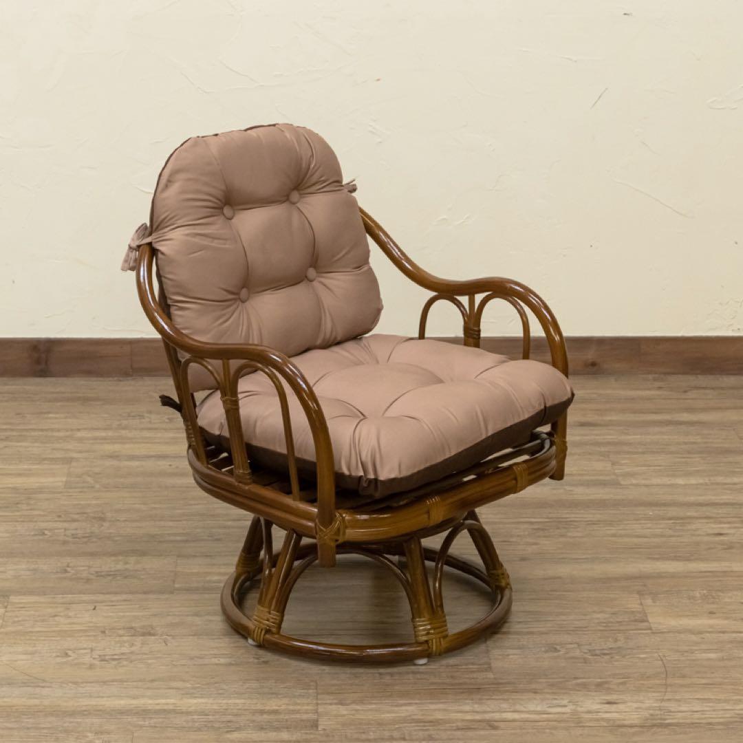 ラタン　クッションリバーシブル回転座椅子　ハニー ラタン クッションリバーシブル回転座椅子 ハニー ラタンクッション