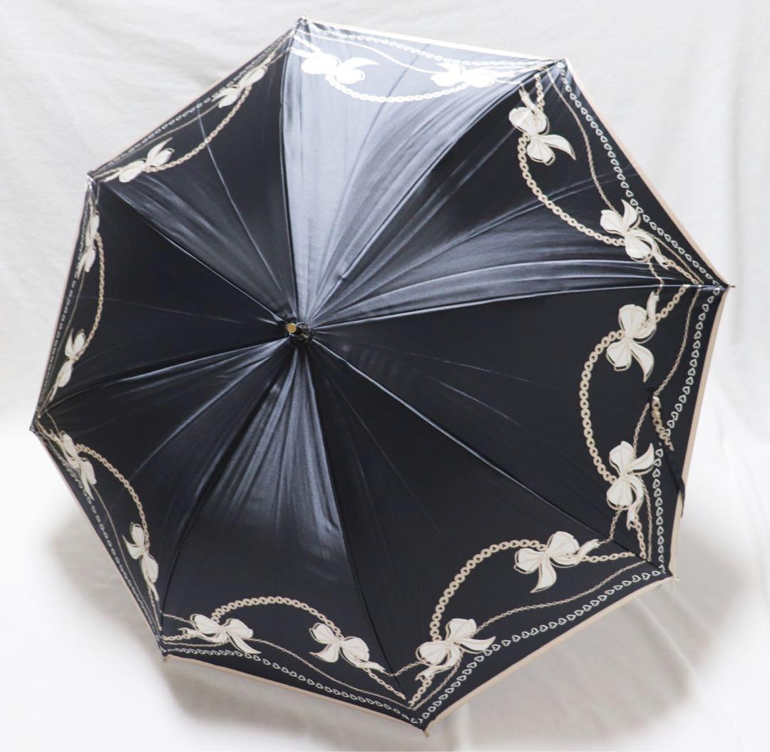 《ランバン オン ブルー》新品 ハート・大きなリボン柄 ャンプ長傘 雨傘 8本骨