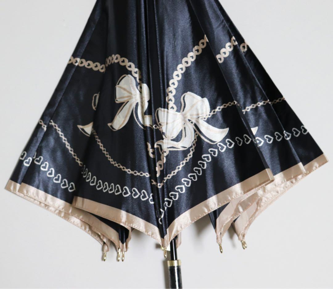 《ランバン オン ブルー》新品 ハート・大きなリボン柄 ャンプ長傘 雨傘 8本骨
