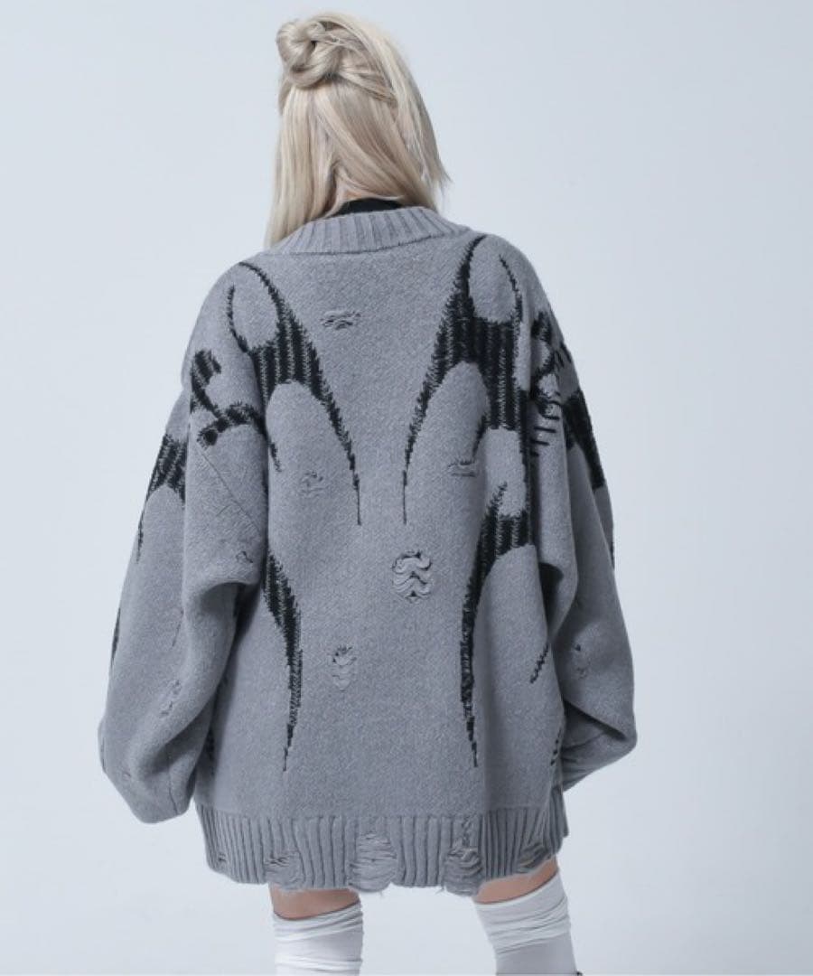 REFLEM レフレム トライバルニットカーディガン GLAY グレー - メルカリ