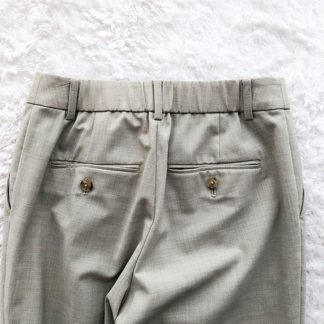 《グリーンレーベルリラクシング》ノーカラー　パンツスーツ　ウォッシャブル　36