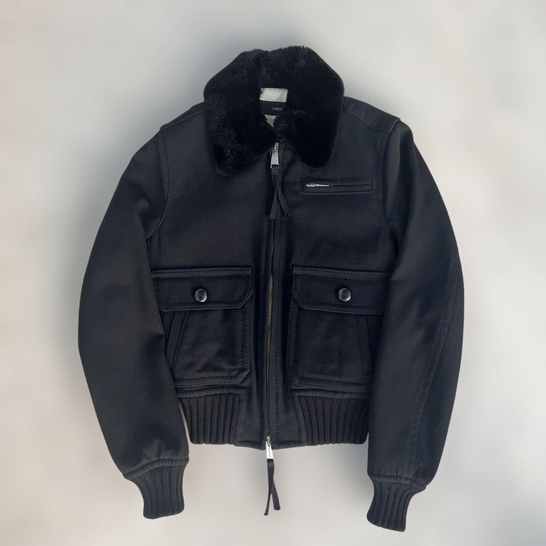 DSQUARED2 羊毛×シルク リアルファー　フライトジャケット 44 Shearling Aviator Jacket