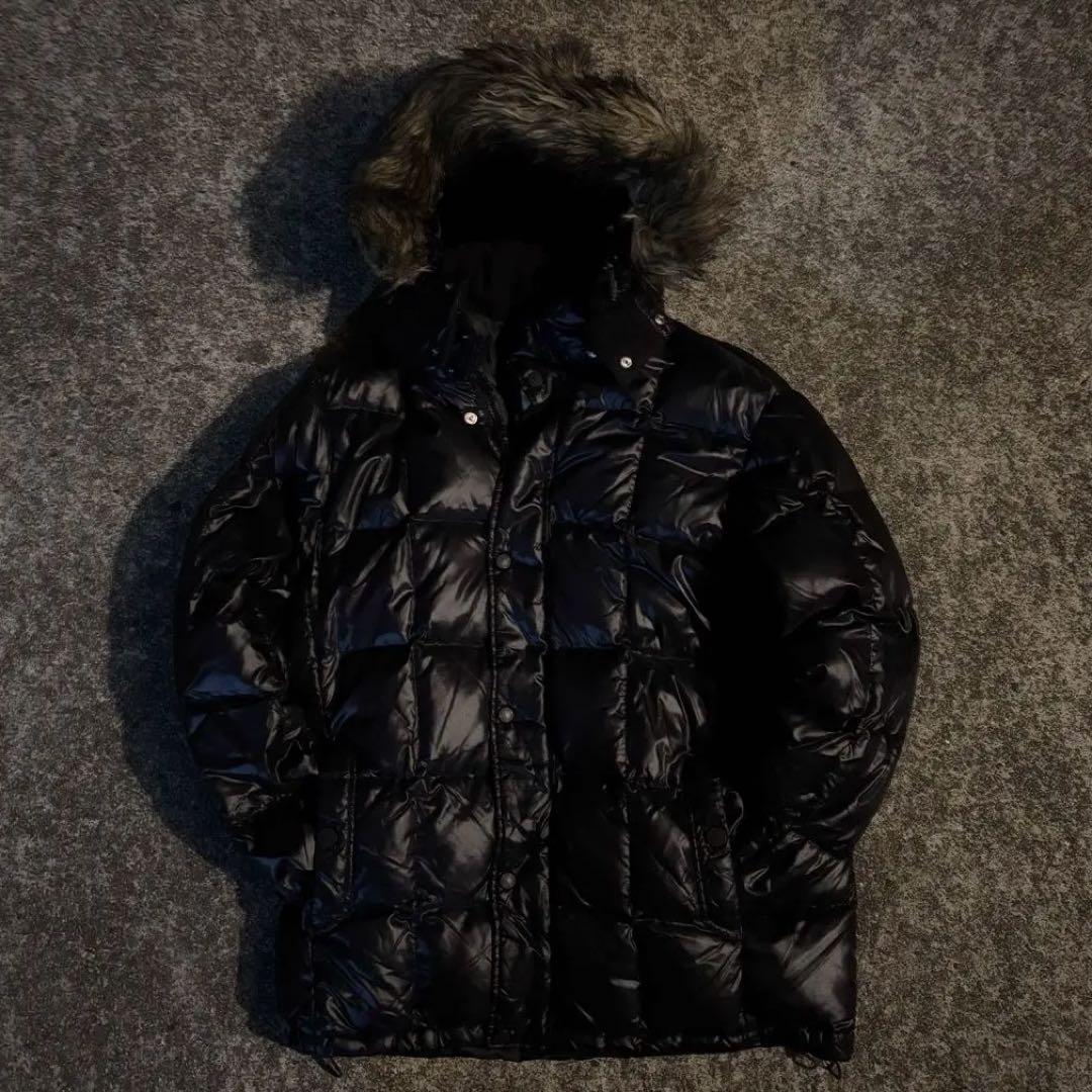 00s old uniqlo ファー ダウンジャケット y2k グランジ 光沢 - メルカリ