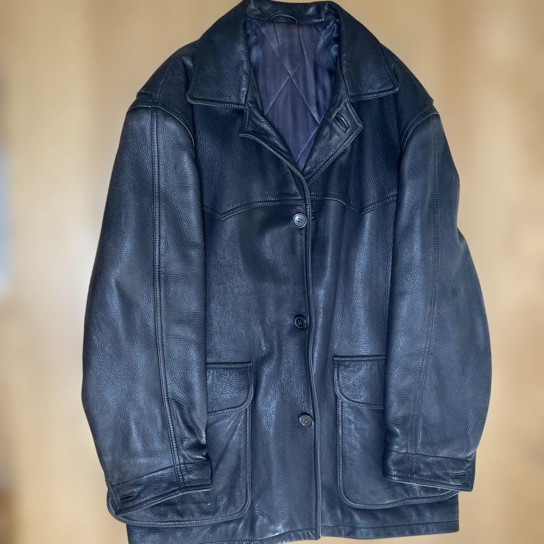 ダーバン DURBAN ディアスキン 鹿革 コート ジャケット ブラック 黒