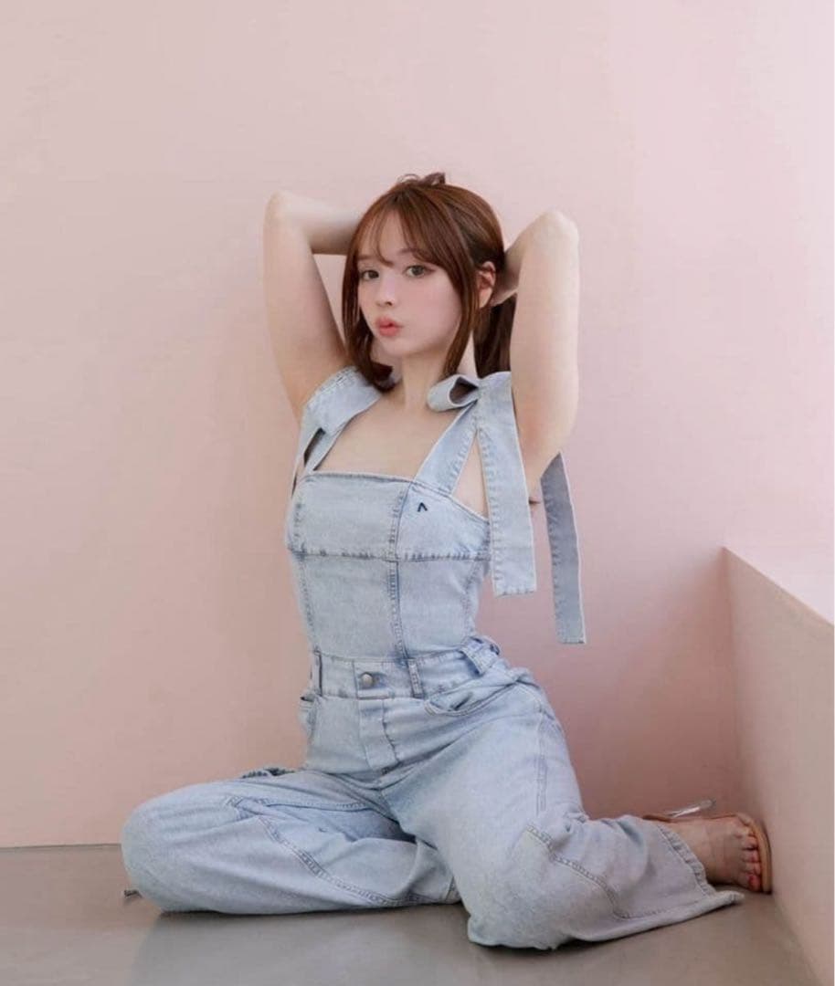 な*様 Nicola ribbon denim allinone アンドマリー 新品未使用】ANDMARY Nicola ribbon denim allinone Light blue アンド