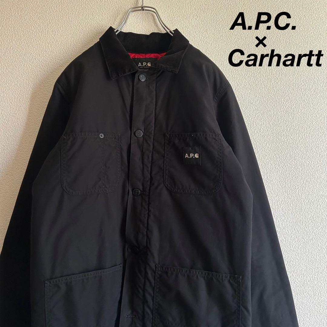 A.P.C. × Carhartt カバーオール 中綿ジャケット チェーン 黒 A.P.C.×Carhartt カバーオール アーペーセー カーハート ジャケット