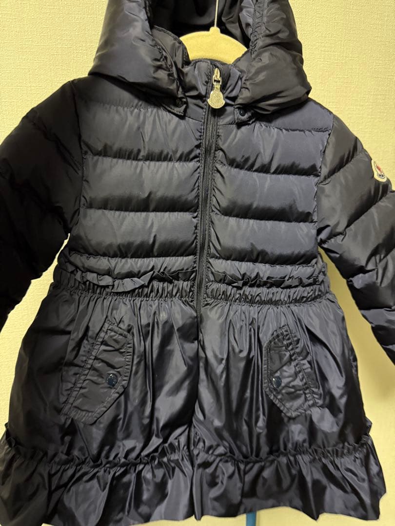 モンクレール　フリル付き　ロングダウンコート モンクレール MONCLER HIRONDELLE ファー付ロングダウンコート