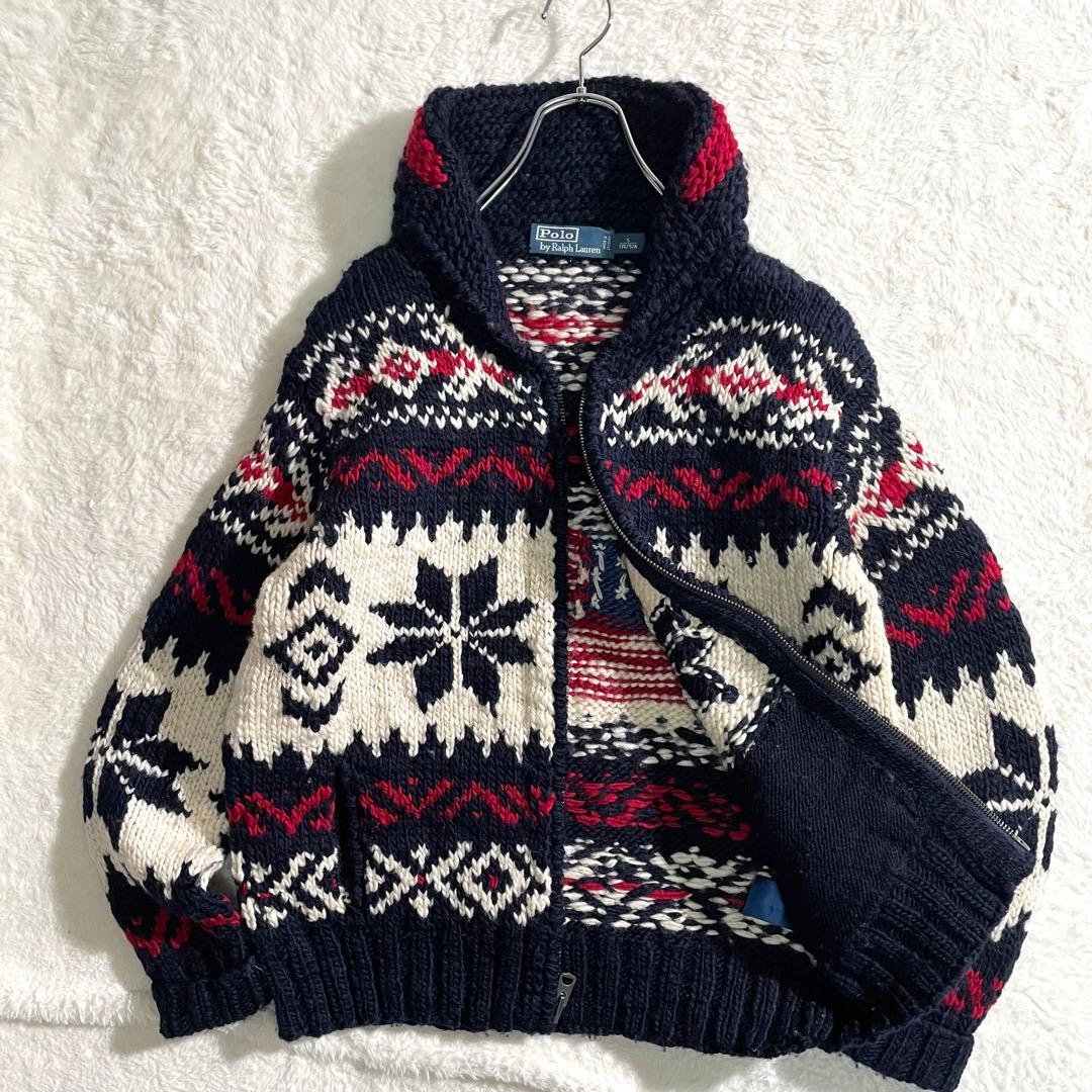 ラルフローレン カウチンニット 星条旗 ノルディック ウルグアイ製 S