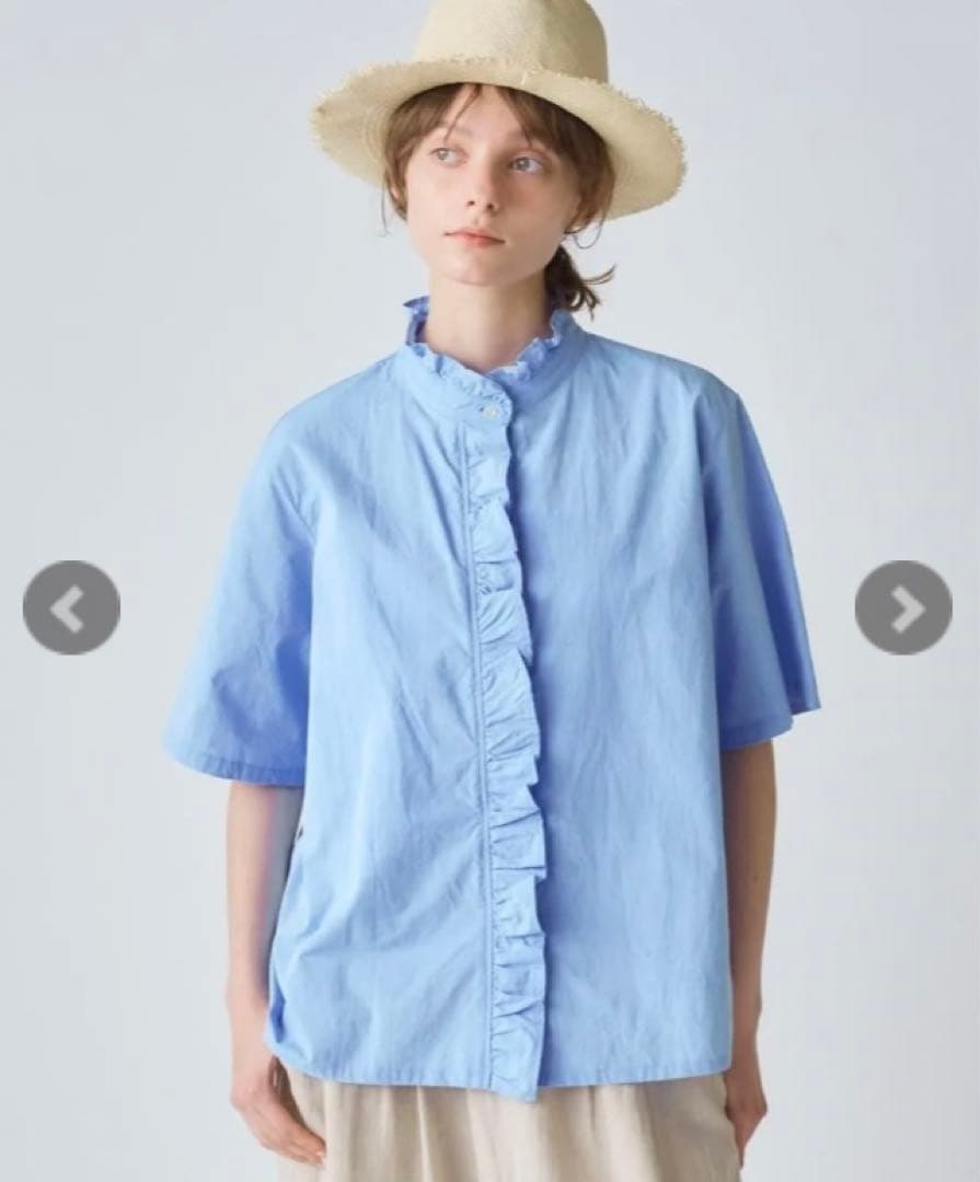 ハーフスリーブフリルショートシャツ ミディウミ MidiUmi MidiUmi ハーフスリーブフリルショートシャツ