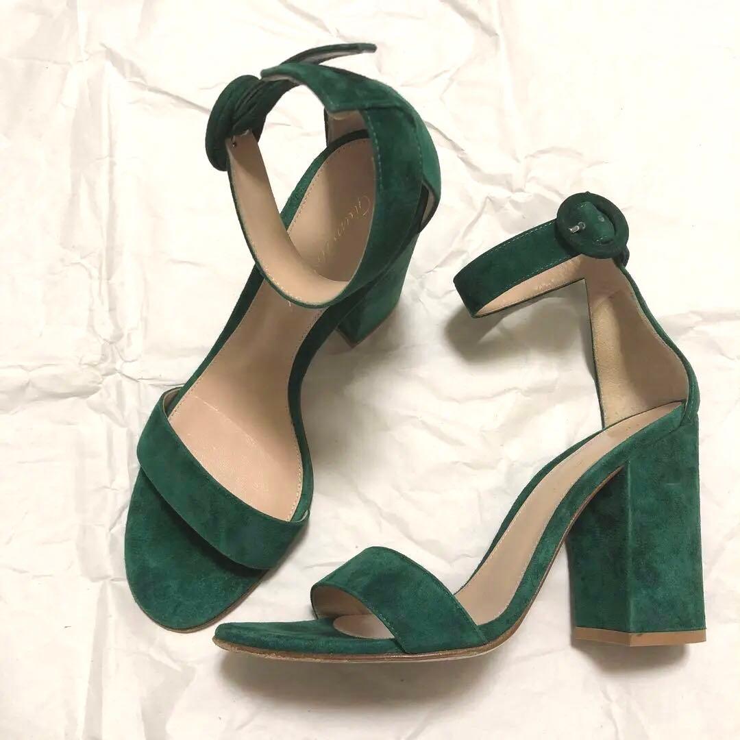 GianvitoRossi ジャンヴィットロッシ　スエード　サンダル　グリーン 経堂) Gianvito Rossi ジャンヴィトロッシ JAIPUR PUMP 85 ジャイ