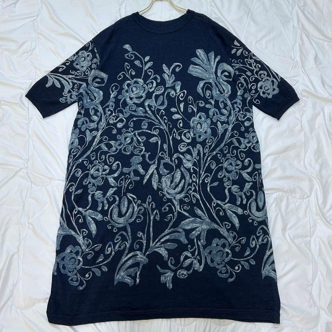 美品 45Rインディゴ ギマニット プリント ドレス ワンピース - メルカリ