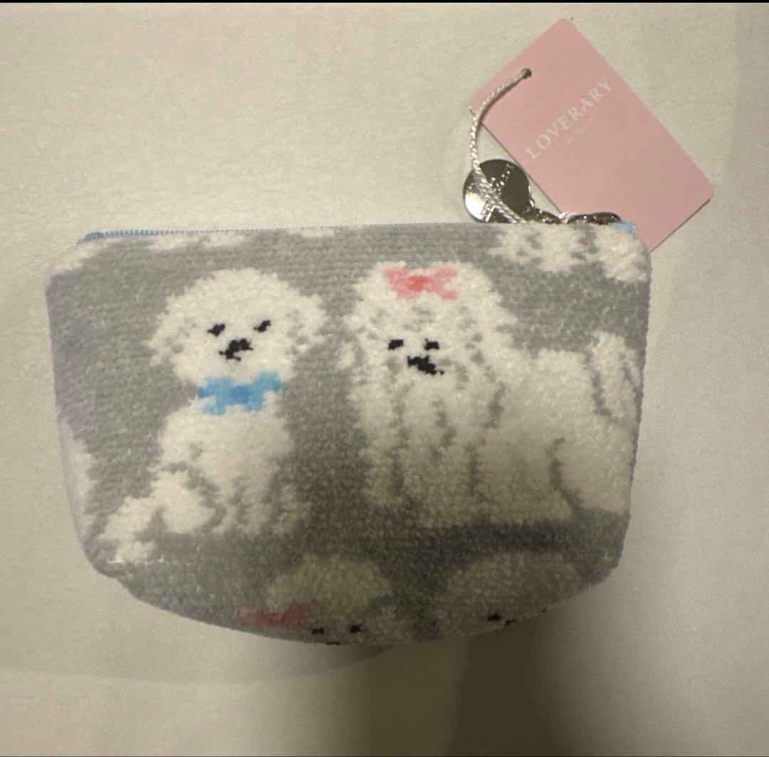 新品未使用 タグ付 フェイラー モフモフワンチャン 舟形ポーチS グレー