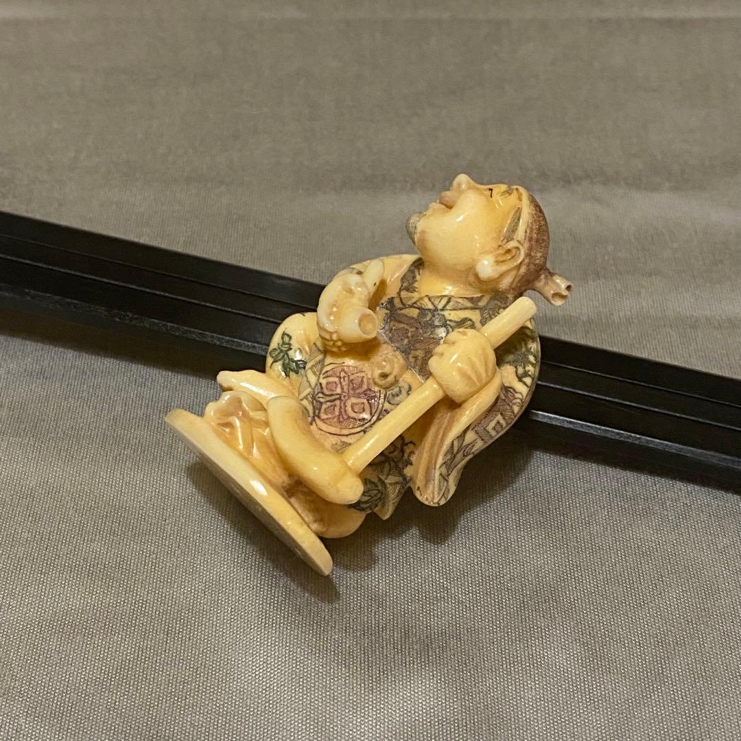 古美術 在銘 山口 カバ牙 根付 河馬 骨董 Netsuke 人物 彫刻⑥ - メルカリ