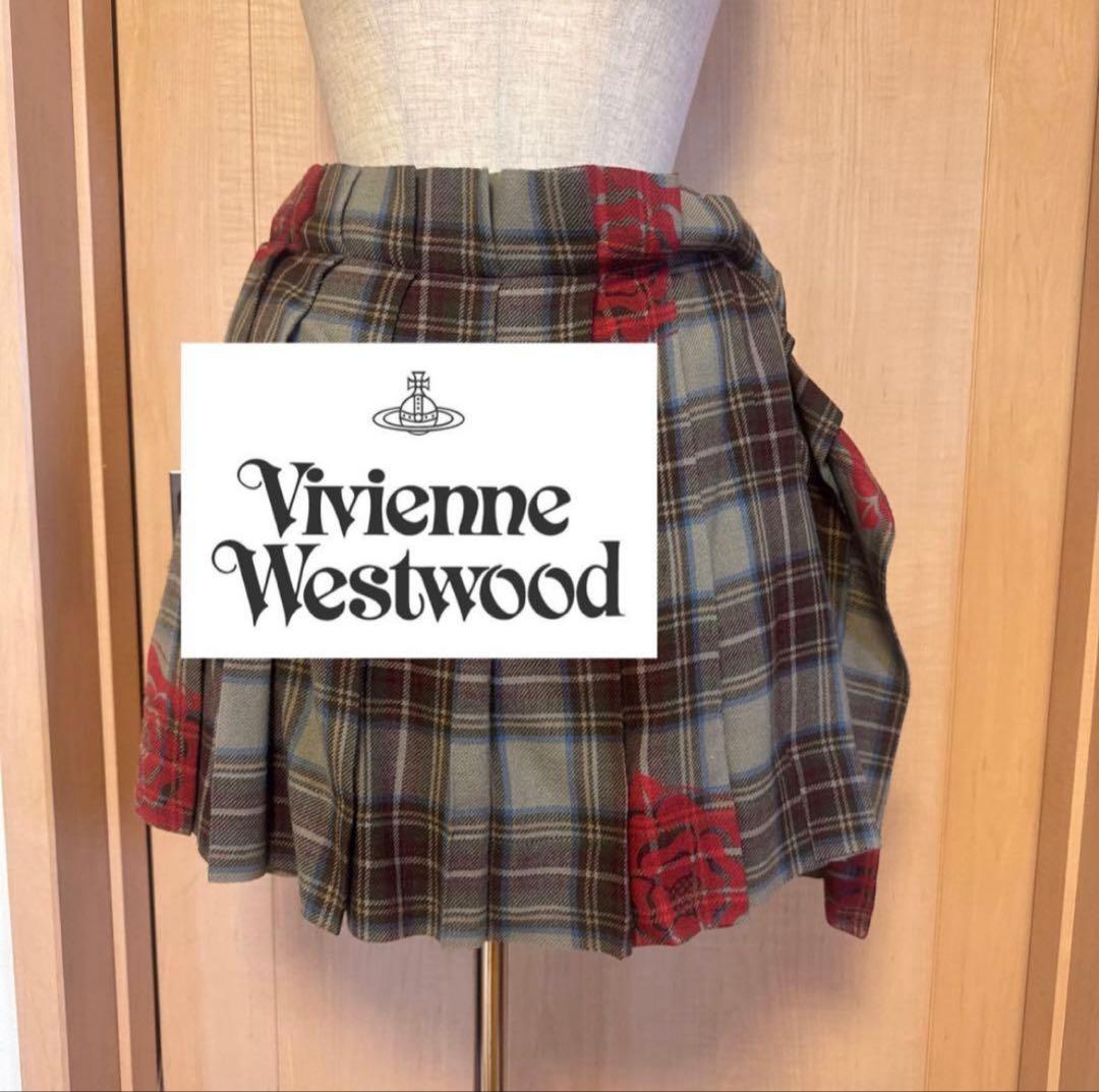 激レア♡Vivienne Westwoodチェックスカートバラ柄♡Mサイズ - メルカリ