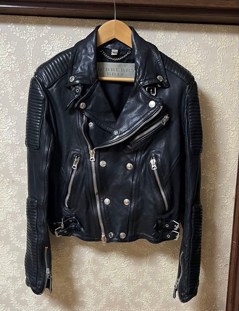 BURBERRY BRIT バイカー ライダース ジャケット バーバリー レザー