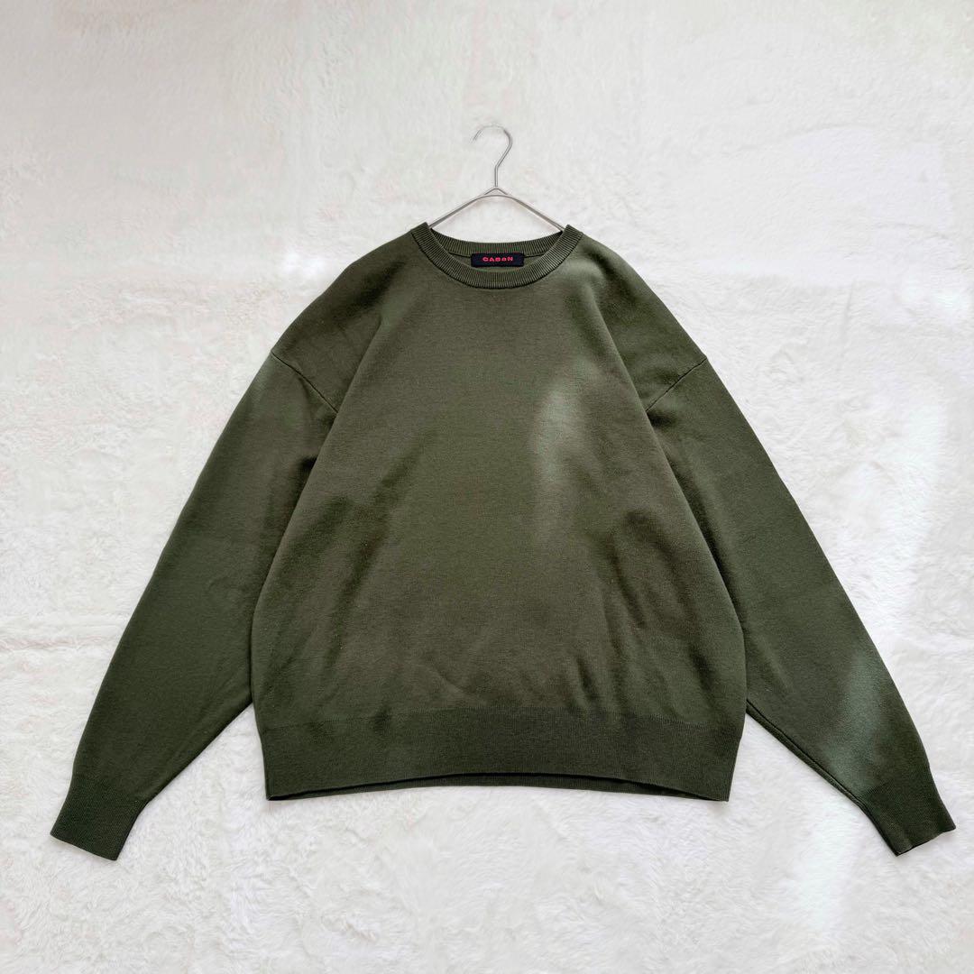美品✨CABaN コットンカシミヤクルーネックプルオーバー ダークグリーン　M キャバン CABaN CABaN コットンカシミヤ クルーネックプルオーバー