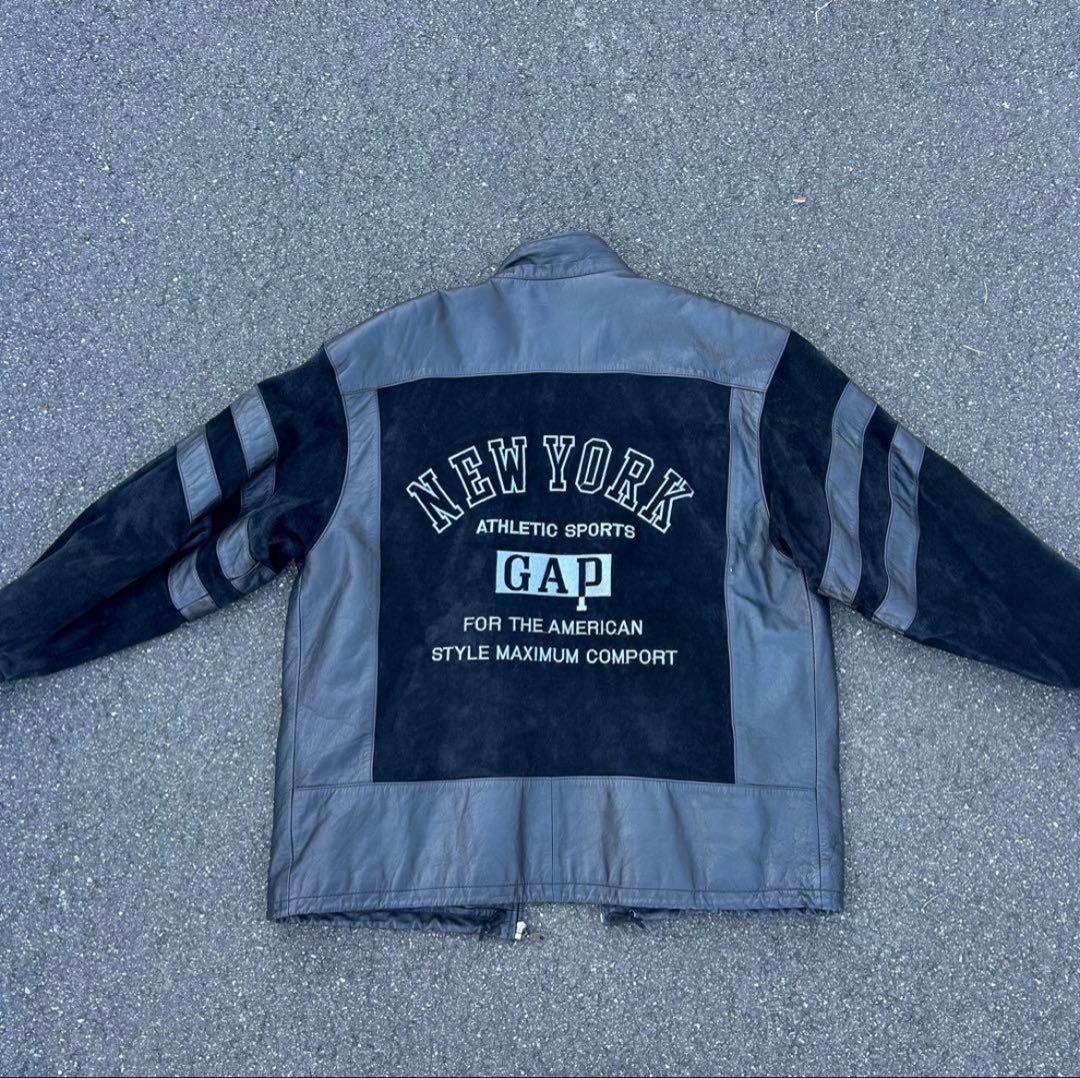 OLD GAP オールドギャップ 本革 ジャケットレザー ロゴ 刺繍 90年代 OLD GAP オールドギャップ レザージャケット メンズL相当 古着