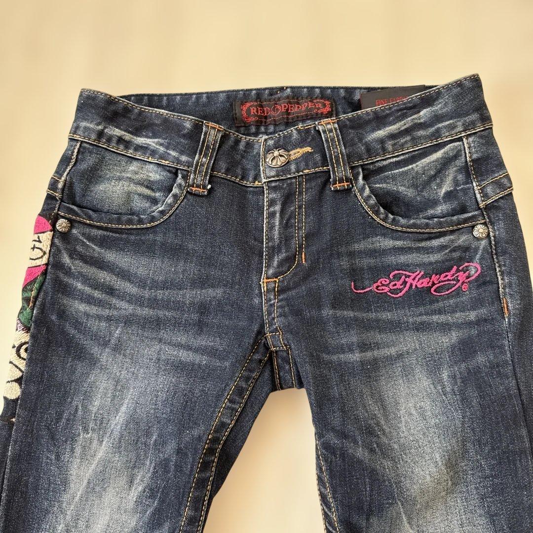 レア☆レッドペッパー エドハーディー デニム 25 刺繍 Y2K スカル