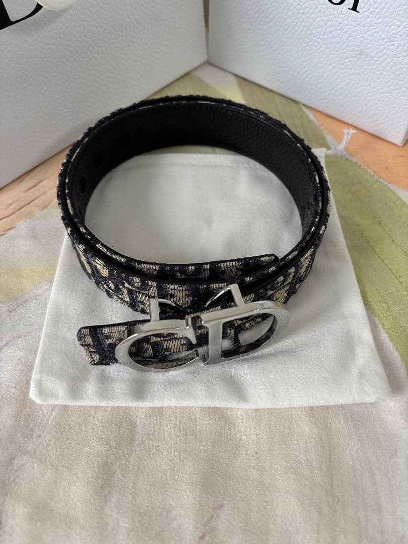 ネイビー DIOR ディオール CDロゴ ベルト ☆105cm Christian Dior ロゴベルト 105cm - メルカリ