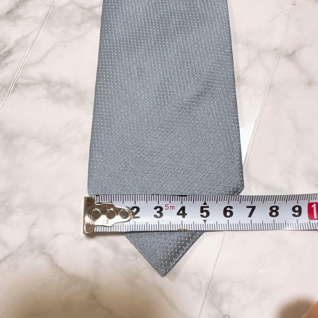 訳あり】プラダ ネクタイ 光沢 シルバー ブルー ナロータイ