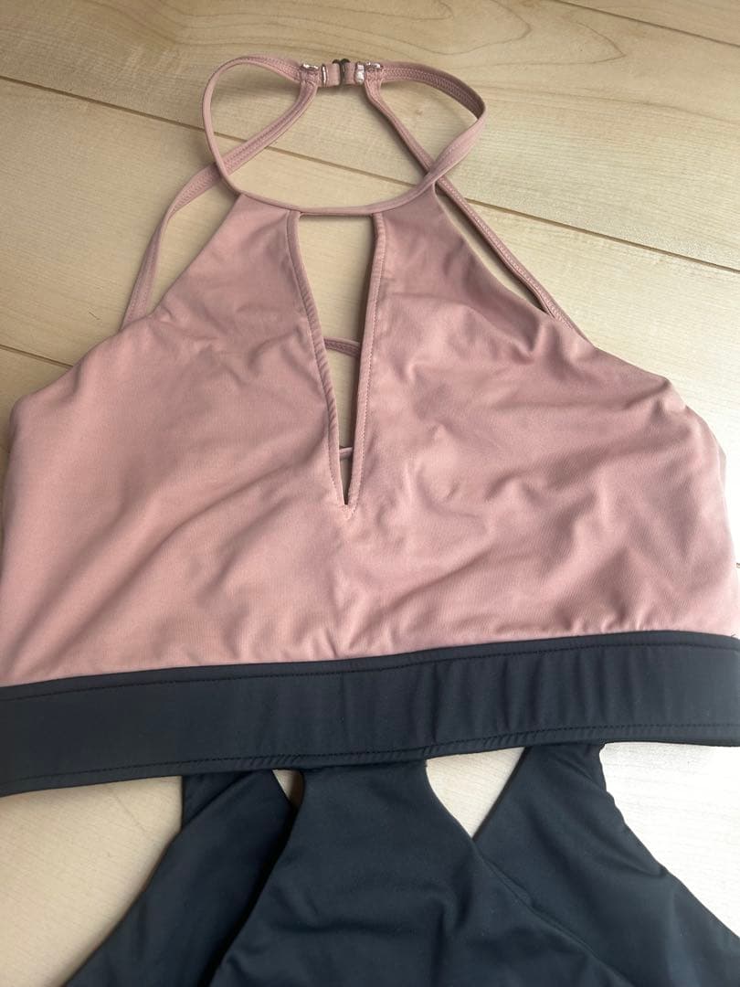 バイカラー ワンピース水着 ピンクと黒 Alexia Stam M