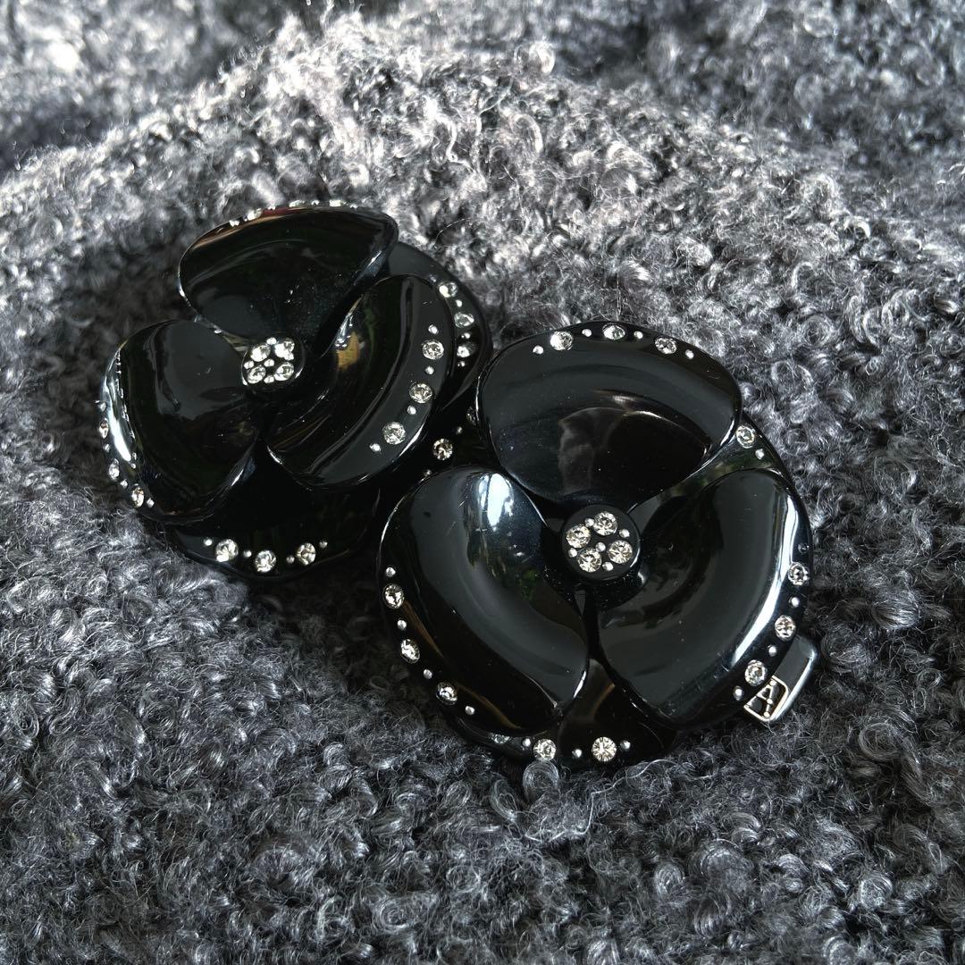 アレクサンドルドゥパリ フラワー バレッタ ダブルカメリア 黒 夏ヘアアクセ アレクサンドルドゥパリ フラワー バレッタ ダブルカメリア 黒 夏