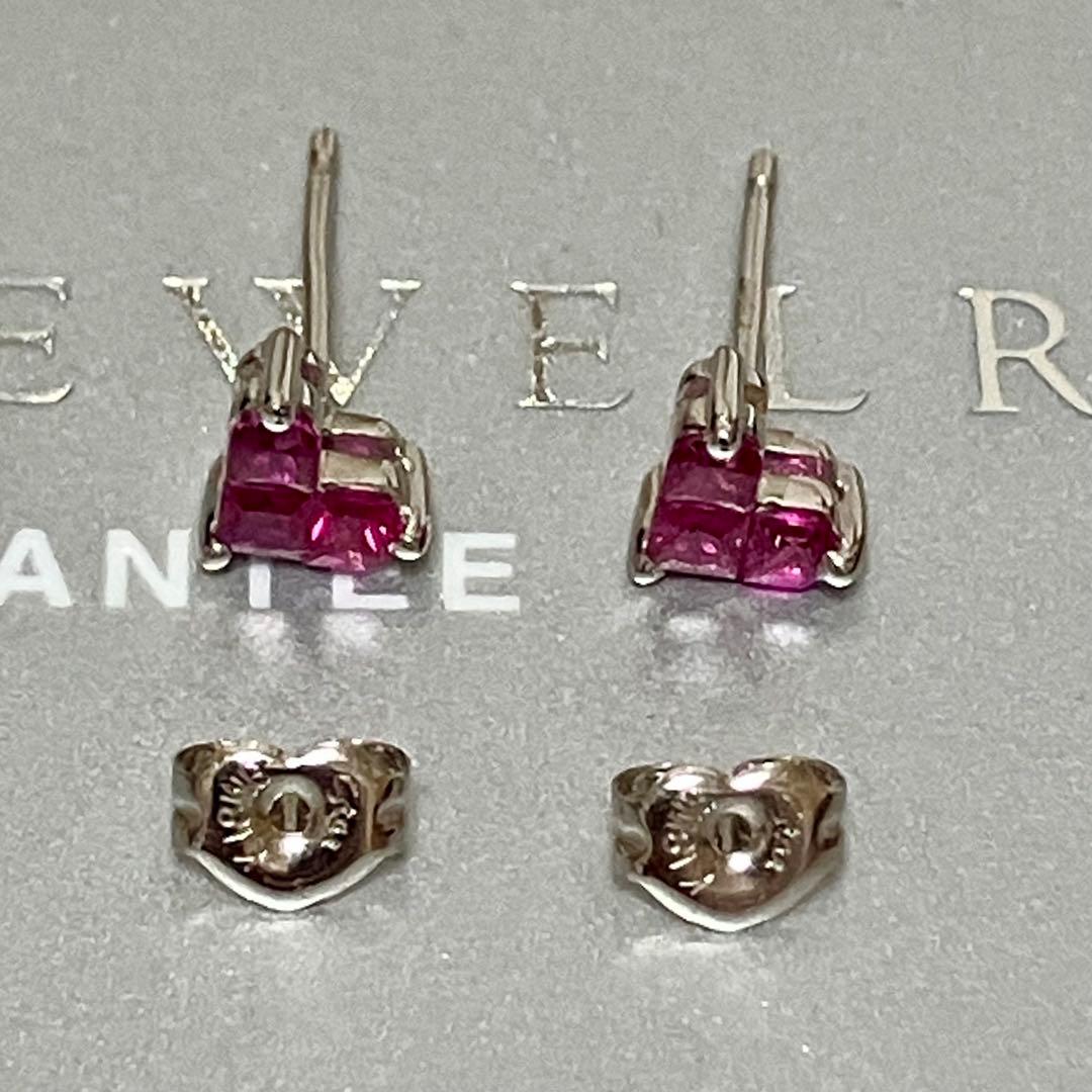 【ピニャコ様】K18 WG ミステリアスハート ルビー 0.36ct ピアス