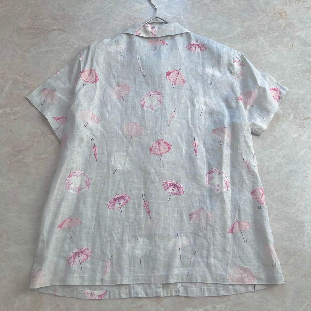 美品✨マドモアゼルノンノン リネンシャツ アンブレラ 傘 半袖 春夏