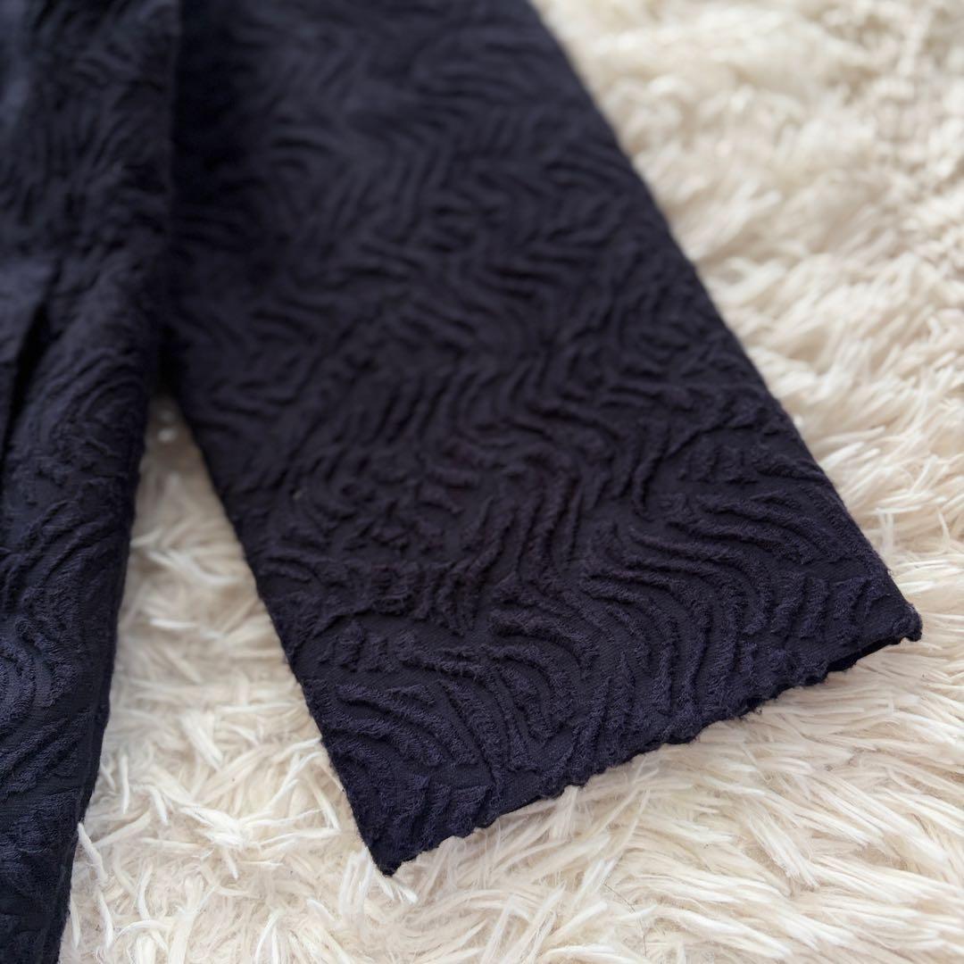 希少✨】EPOCAエポカ ジャガードノーカラーコート ネイビー ゆったり40