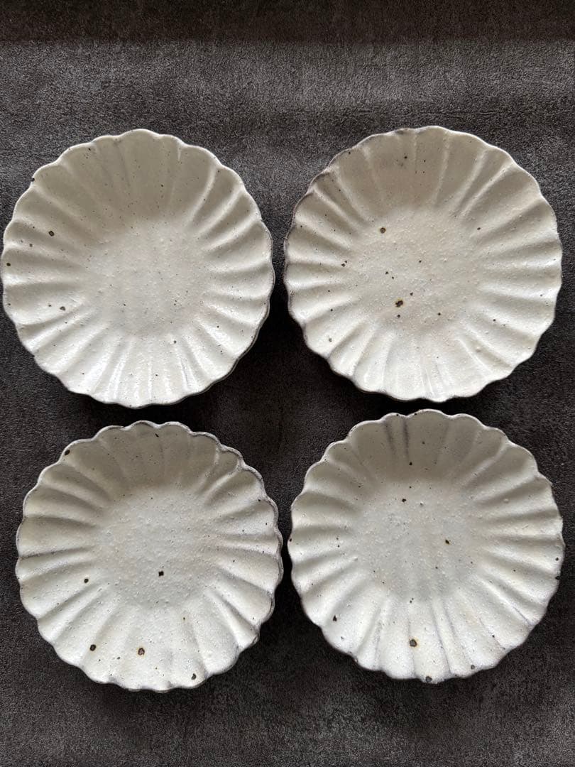 器のしごと　村上　直子 マーガレットプレート (中) 4枚セット 村上直子（器のしごと）｜ころは -うつわと道具と喫茶室-