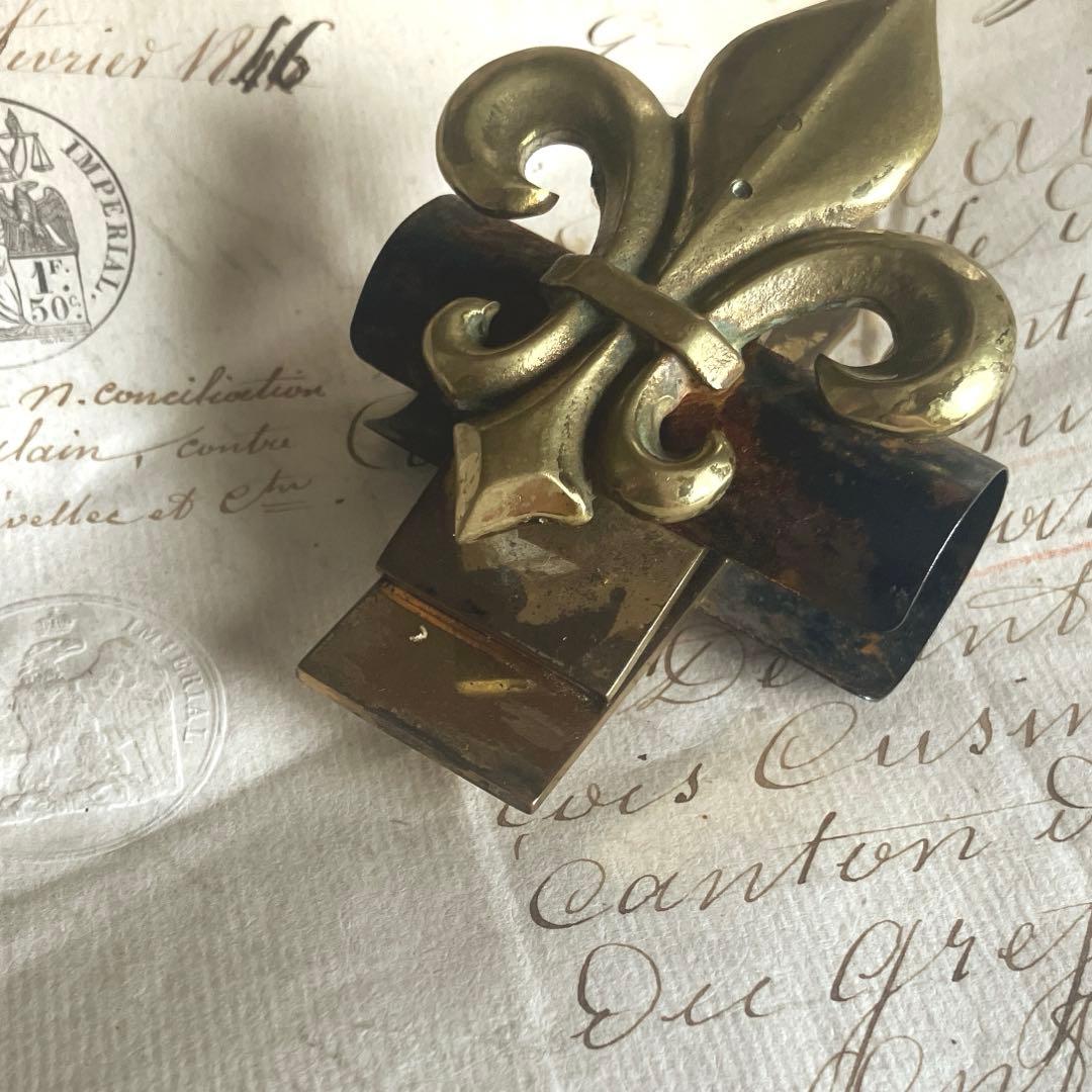 フランスアンティークペーパークリップ 百合の紋章 百合の花 希少