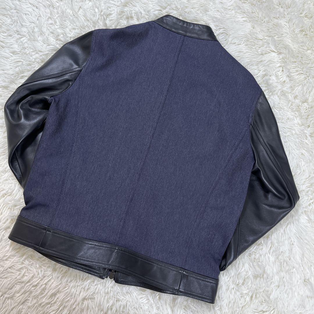 美品】エンメティ×マッキントッシュ 切替 ジャケット レザー デニム L