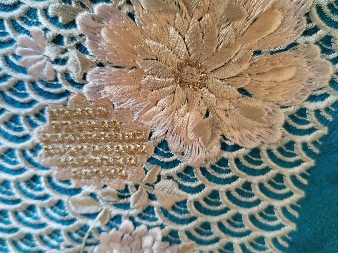 IKKO青海大花刺繍帯揚げブルー色！新品!