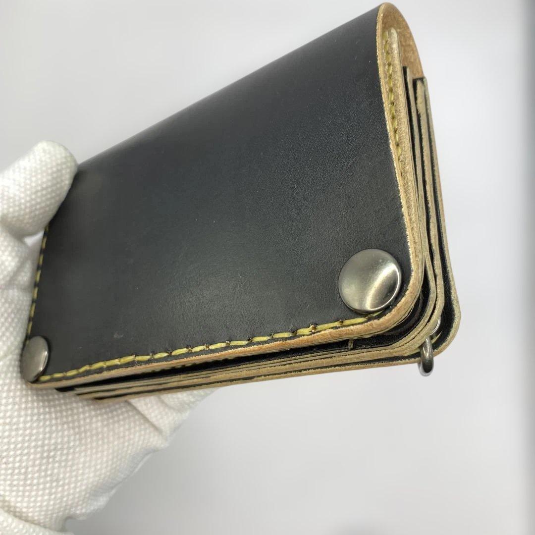 無骨 お札折らずに収納できる手染めミドルトラッカーウォレット