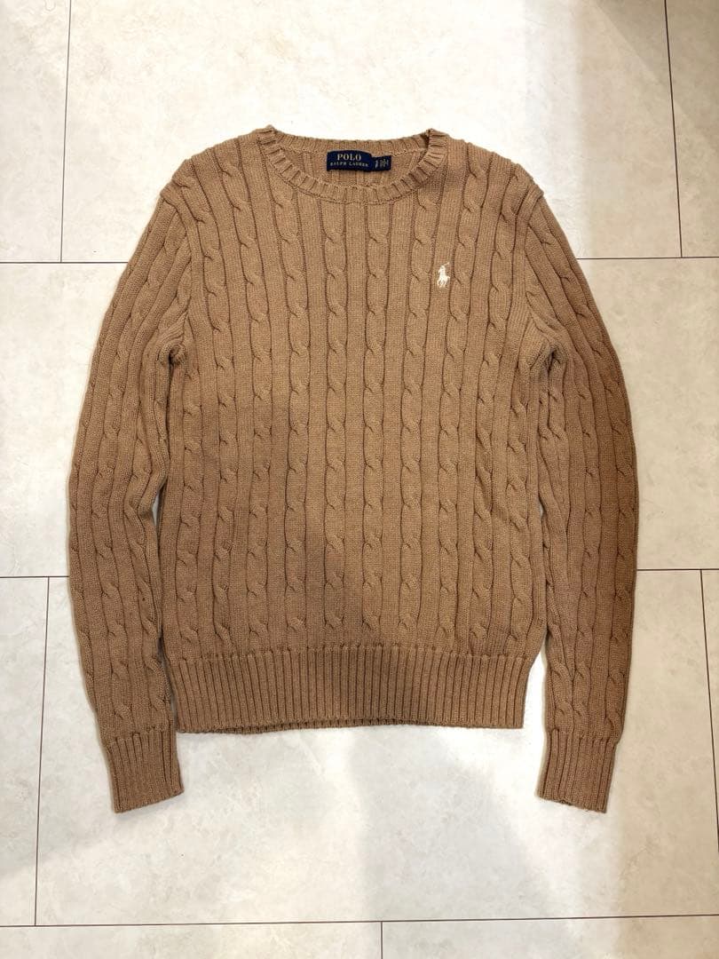 ポロラルフローレン　ケーブルニットコットン　クルーネックセーター POLO RALPH LAUREN（ポロ・ラルフローレン） ニット セーター ケーブル