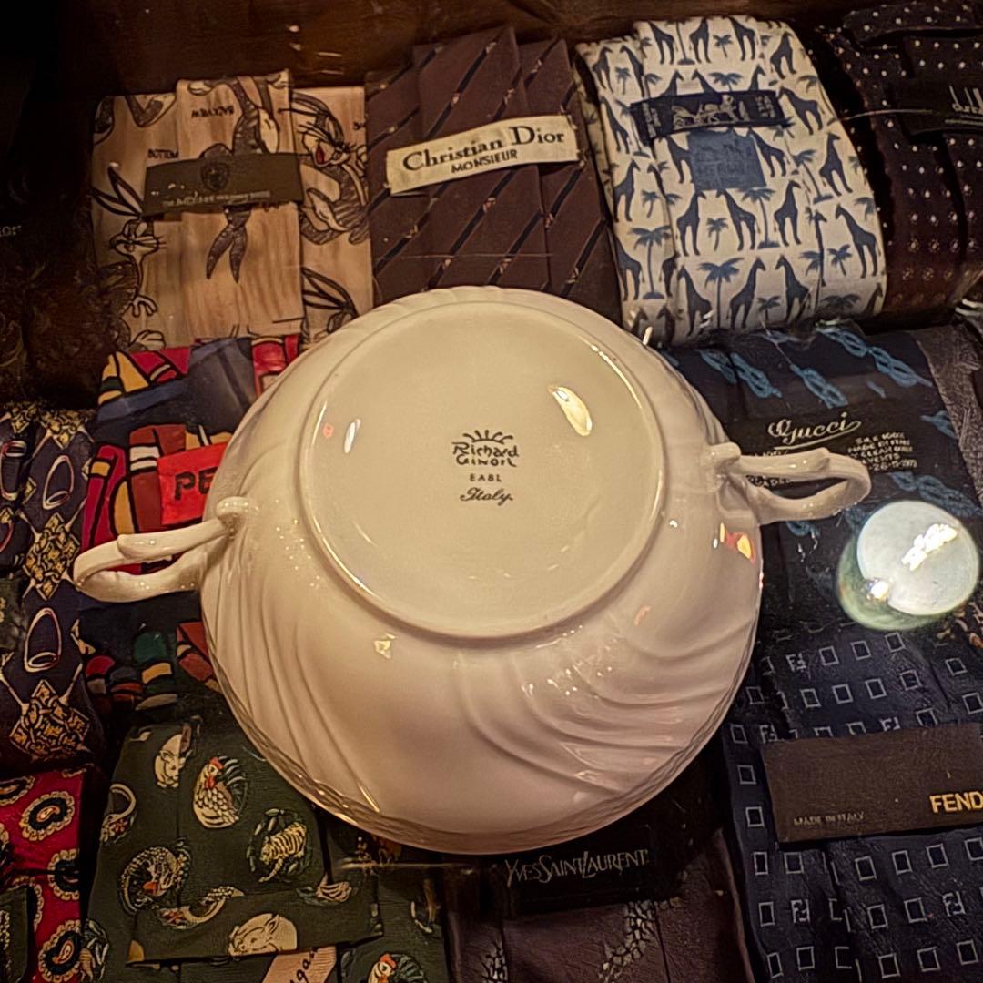 リチャードジノリ ベッキオホワイト スープカップ&ソーサー 2客セット