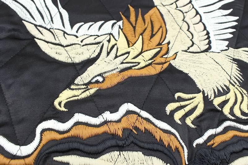 HOUSTON レーヨン スカジャン ALASKA HAWK柄 51216 L