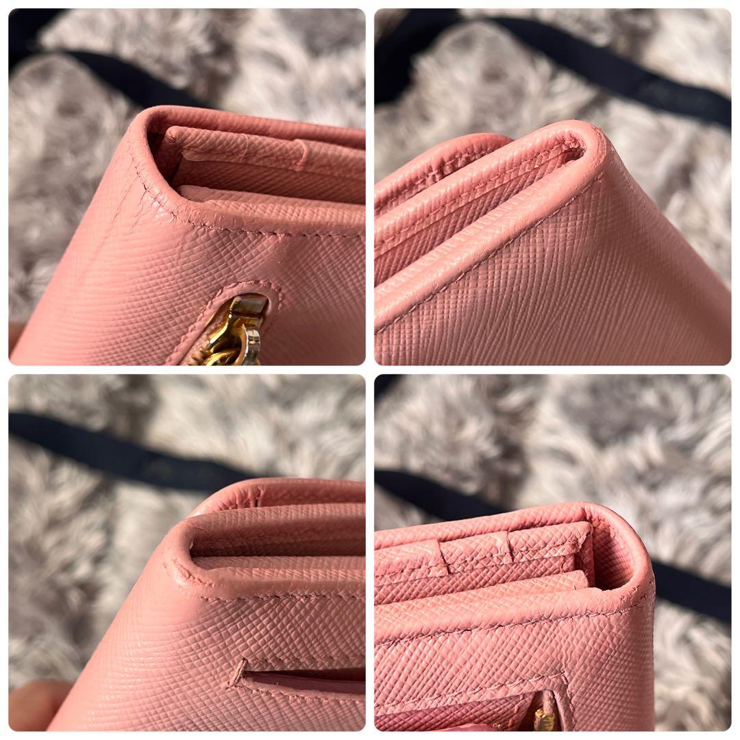 PRADA サフィアーノ メタルロゴ ベビーピンク 長財布 レディース