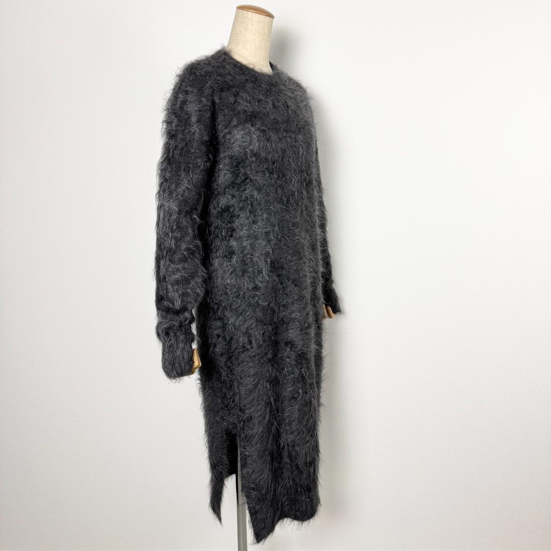 ブラミンク ニットワンピース カシミヤ100% シャギー ファー グレー