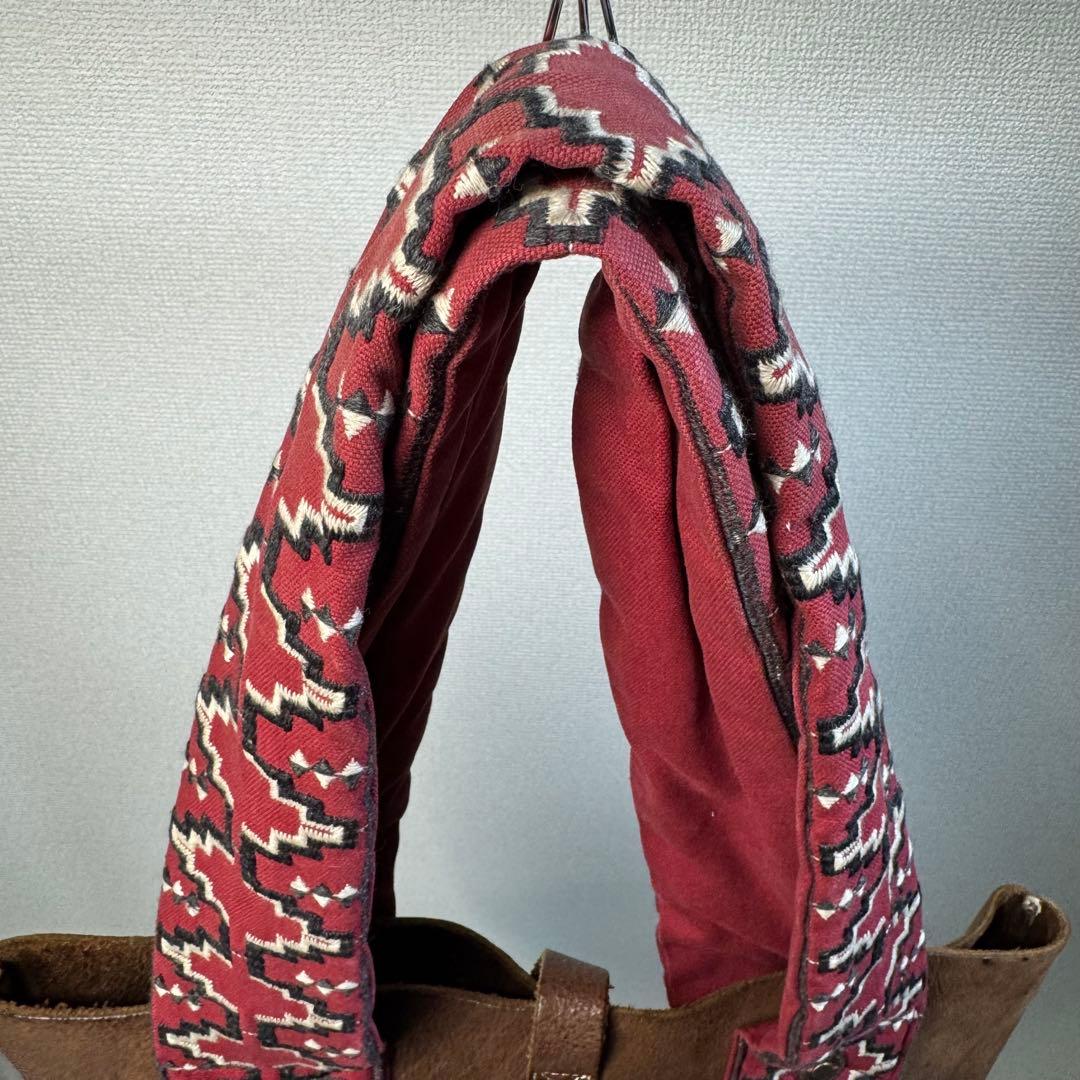 KAPITAL レザー トートバッグ 刺繍ショルダー ブラウン - メルカリ