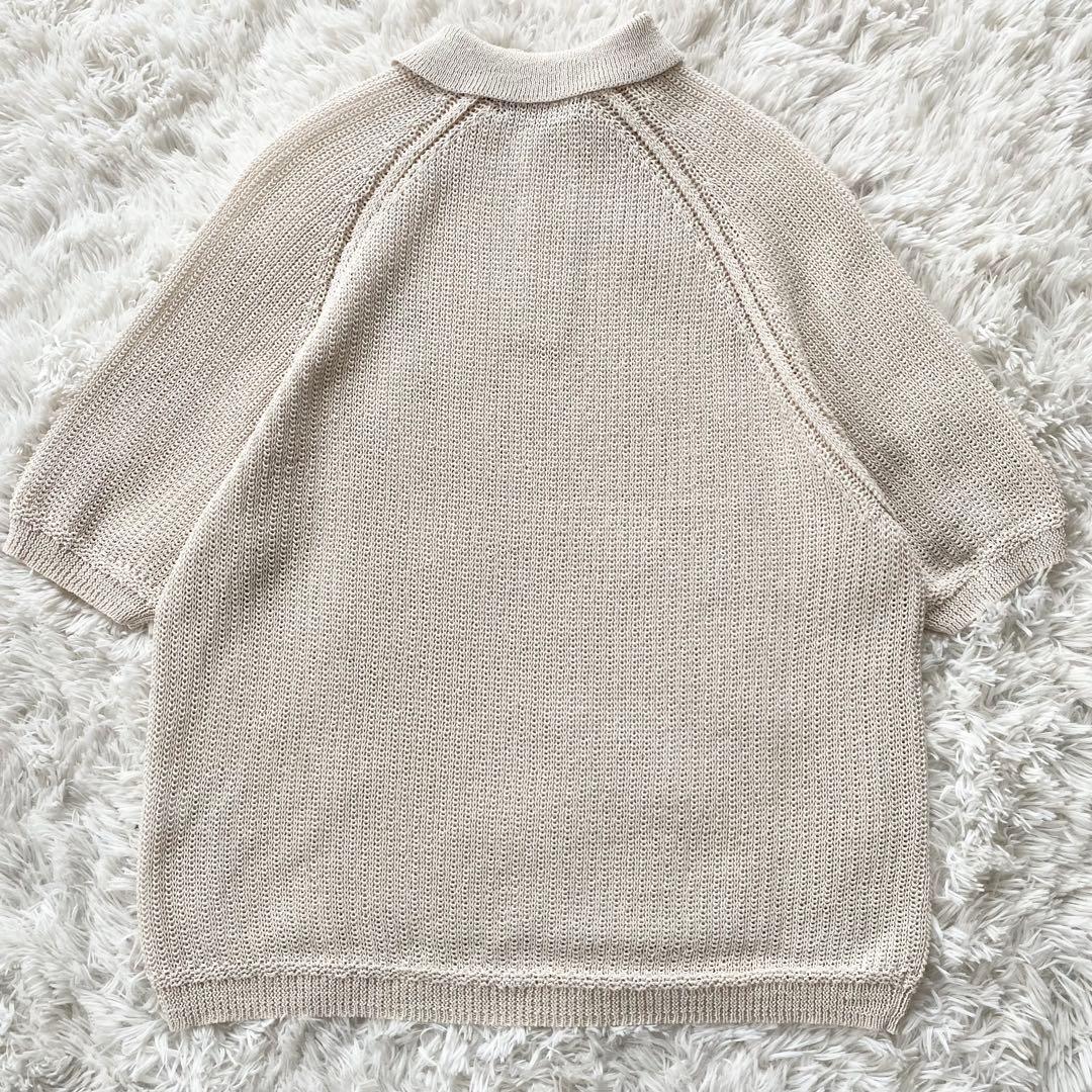 美品】フレッドペリー リネンライク ニットポロシャツ グレー L 完売