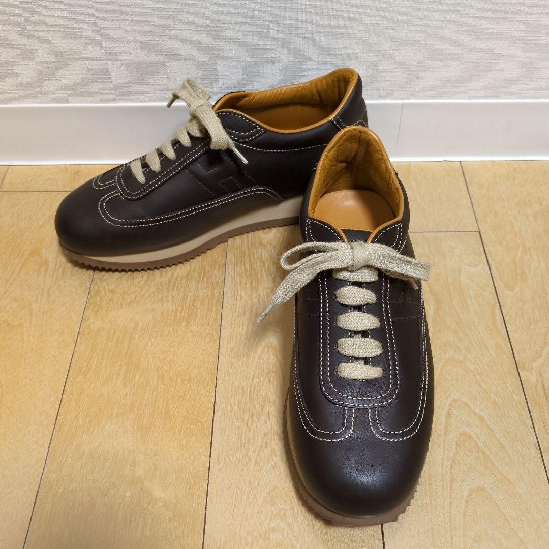 美品】HERMES エルメス クイックレザー スニーカーHロゴ - メルカリ