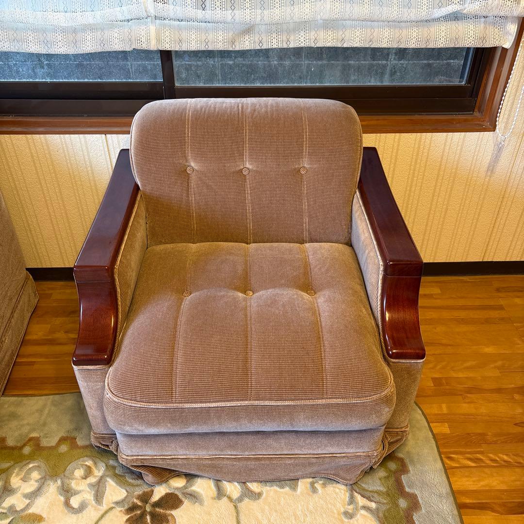 ①美品！昭和レトロ マルニ木工1人掛けソファ ビンテージ オールド