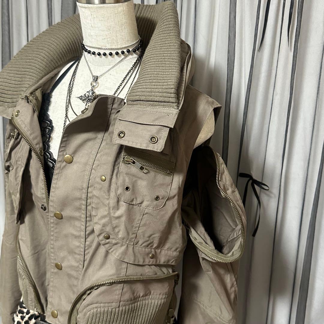 平成ギャルy2k ファー付き ミニタリージャケット フェアリーグランジ