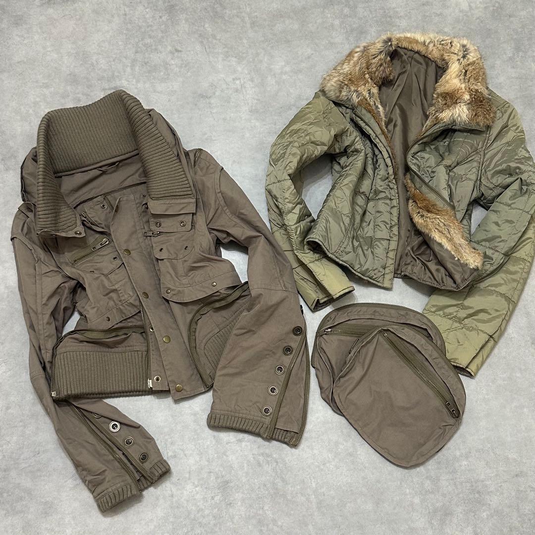 平成ギャルy2k ファー付き ミニタリージャケット フェアリーグランジ