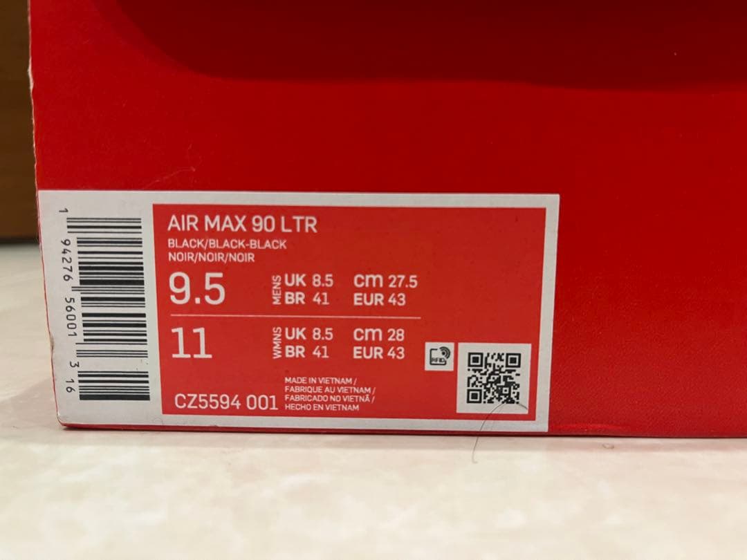 【美品】NIKE AIR MAX 90 LTR 27.5cm Black