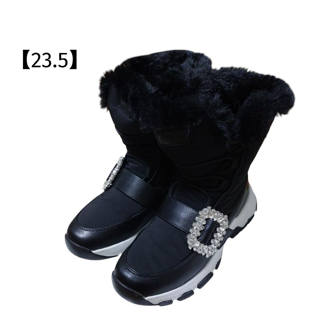 diana クリスタルバックル スノーブーツ 23.5サイズ(М) ブラック