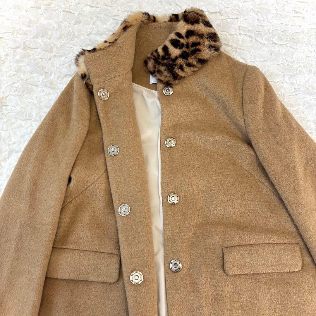 本物ファッション - ブルーガール レオパード コート ラビット ファー