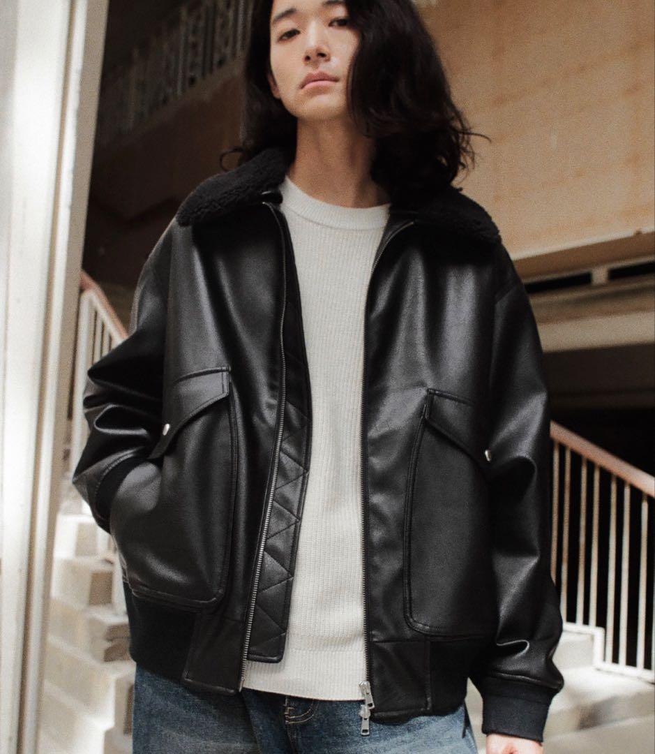 WYM 襟ボア レザージャケット Sサイズ ブラック - メルカリ